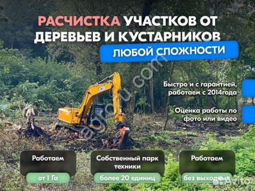 Расчистка территорий от деревьев и пней от 1 Га