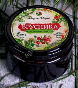Брусника лесная в сосновом сиропе из молодых сосновых шишек / ДАРЫ-ЮГРЫ-ХМАО / 250 гр