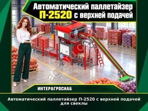 Автоматический паллетайзер П-2520 с верхней подачей для свеклы