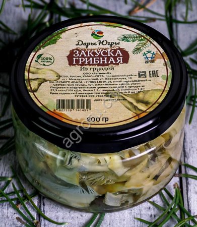 Закуска грибная из груздей (ДАРЫ-ЮГРЫ-ХМАО) 200гр