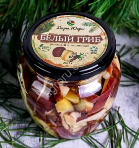 Маринованные белые грибы боровики резанные / ДАРЫ-ЮГРЫ-ХМАО / 250 гр