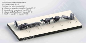 Линия мойки, сушки, сухой очистки, сортировки, калибровки и фасовки овощей и картофеля
