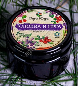 Варенье ассорти из лесной ирги и клюквы / ДАРЫ-ЮГРЫ-ХМАО / 250 гр