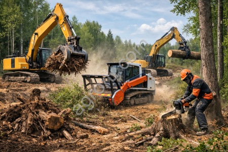 Расчистка территорий от деревьев и пней от 1 Га