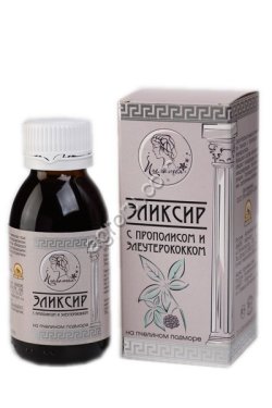 Эликсир Пчелатея с прополисом и элеутерококком, на пчелином подморе.