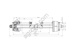 Ось 12т 2040мм с АБС (квадратная балка 150мм) HJ Bridge HJS12J013L2040N030
