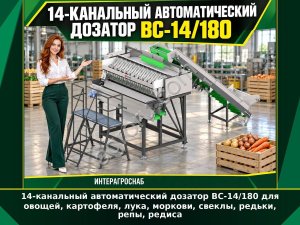 14-канальный автоматический дозатор ВС-14/180 для овощей, картофеля, лука, моркови, свеклы, редьки, репы, редиса