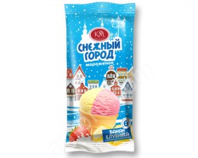 Мороженое пломбир в вафельном стаканчике