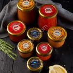 Икра: стерлядь, осетр, форель.