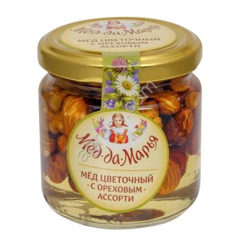 Мёд-да-Марья Цветочный (жидкий) с Ореховым ассорти