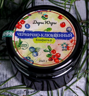 Конфитюр из лесной черники и клюквы / ДАРЫ-ЮГРЫ-ХМАО / 240 гр