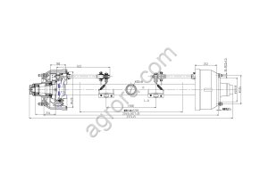 Ось 12т 2040мм с АБС (круглая балка Ф127) HJ Bridge HJS12Z023S2040N230
