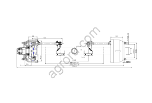 Ось 12т 2040мм с АБС (круглая балка Ф127) HJ Bridge HJS12Z023S2040N230