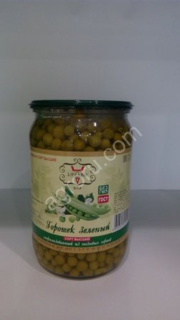 Горошек зеленый консервированный в/с ГОСТ 650 гр ст/б 700 мл.