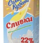 Сливки Солнышко Кубани 22%, 1 литр