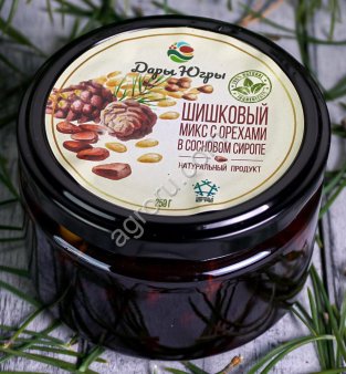 Микс из кедровой и сосновых шишек с кедровыми орешками в сосновом сиропе / ДАРЫ-ЮГРЫ-ХМАО / 250 гр