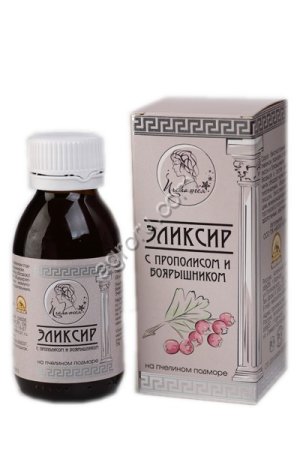 Эликсир Пчелатея с прополисом и боярышником, на пчелином подморе.