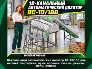 10-канальный автоматический дозатор ВС-10/180 для овощей, картофеля, лука, моркови, свеклы, редьки, репы, редиса