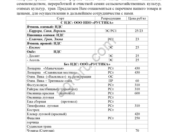 Семена озимого ячменя