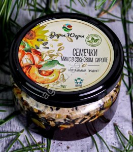 Микс из семечек (тыква, кунжут, подсолнечник) в сиропе из молодых сосновых шишек / ДАРЫ-ЮГРЫ-ХМАО /
