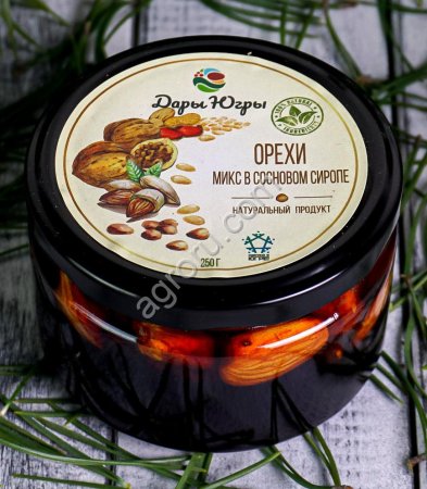 Ореховый микс в сиропе из молодых сосновых шишек / ДАРЫ-ЮГРЫ-ХМАО / 250 гр