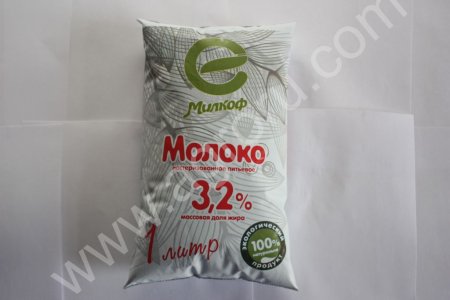 Молоко мдж3,2% ТМ Милкоф по ГОСТ упаковка финпак 1 литр