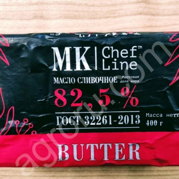 Масло сливочное МК Chef Line ГОСТс массовой долей жира 82, 5%, 400г/16