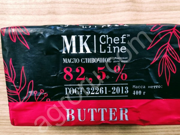 Масло сливочное МК Chef Line ГОСТс массовой долей жира 82,5%, 400г/16