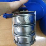 Ланч - бокс 3-х порционный (болт) нержавейка на одного человека.