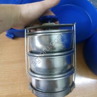 Ланч - бокс 3-х порционный (болт) нержавейка на одного человека.