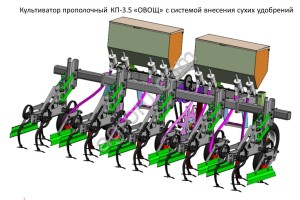 Культиватор прополочный КП-3.5 ОВОЩ с системой внесения сухих удобрений с высевающим аппаратом Gospardo