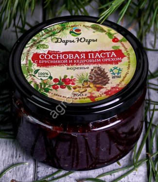 Сосновая паста из молодых сосновых шишек с лесной брусникой и кедровым орехом / ДАРЫ-ЮГРЫ-ХМАО / 250