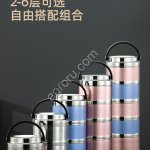 Ланч-Бокс 3-х порционный нержавейка цветной.