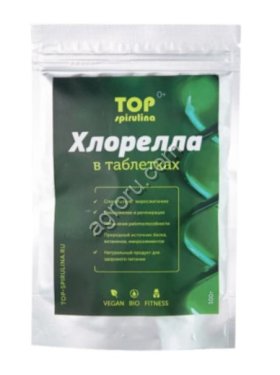 Хлорелла в упаковке, таблетки TOP-chlorella, 100 гр