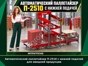 Автоматический паллетайзер П-2510 с нижней подачей для овощной продукции