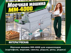 Моечная машина ММ-4000 для корнеплодов (картофеля, моркови, свеклы, редьки, репы, редиса)