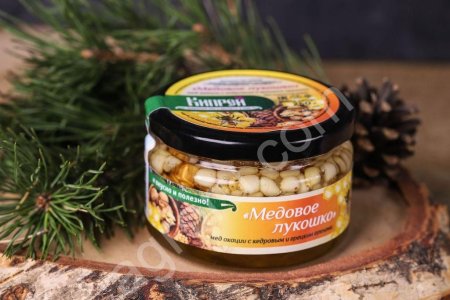 МЕДОВОЕ ЛУКОШКО МЕД АКАЦИИ С КЕДРОВЫМ И ГРЕЦКИМ ОРЕХАМИ, 250 Г