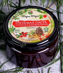Сосновая паста из молодых сосновых шишек с лесной клюквой и кедровым орехом / ДАРЫ-ЮГРЫ-ХМАО / 250 г