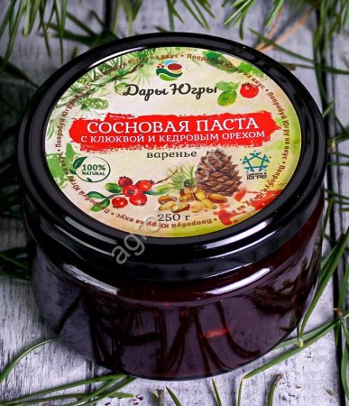 Сосновая паста из молодых сосновых шишек с лесной клюквой и кедровым орехом / ДАРЫ-ЮГРЫ-ХМАО / 250 г