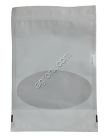 Пакет дой-пак (doy-pack) белый с овальным окном